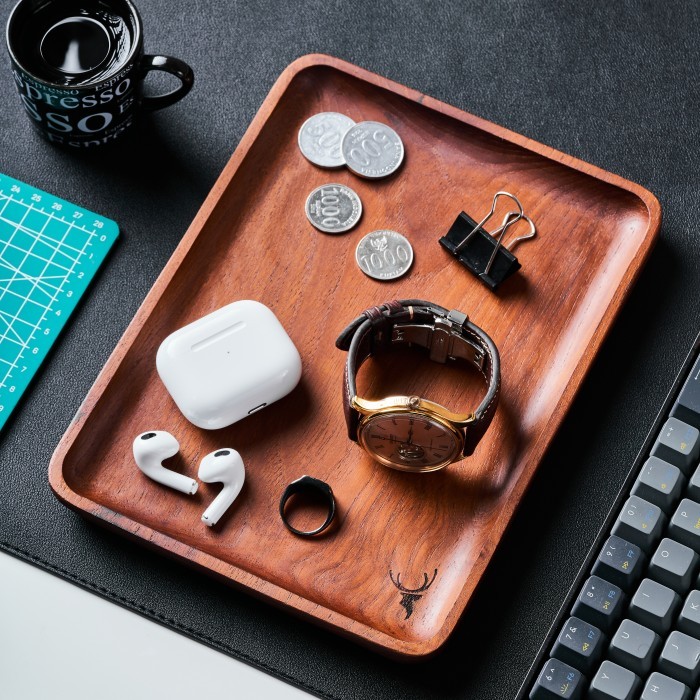 

SKANDIF WALNUT VALET TRAY PREMIUM TEAK WOOD DESK ORGANIZER KAYU JATI