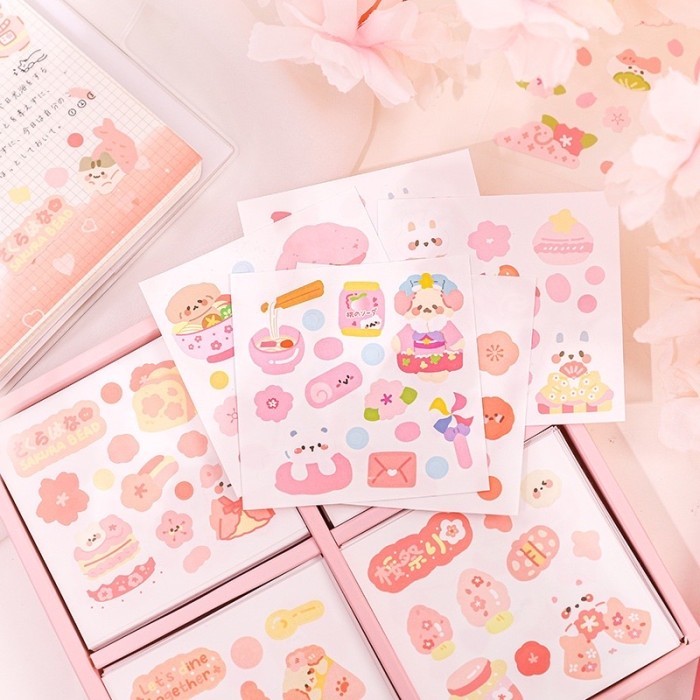 

STICKER HAPPY GIRL FLOWER SAKURA CARTOON CUTE KOREAN STYLE PVC 02