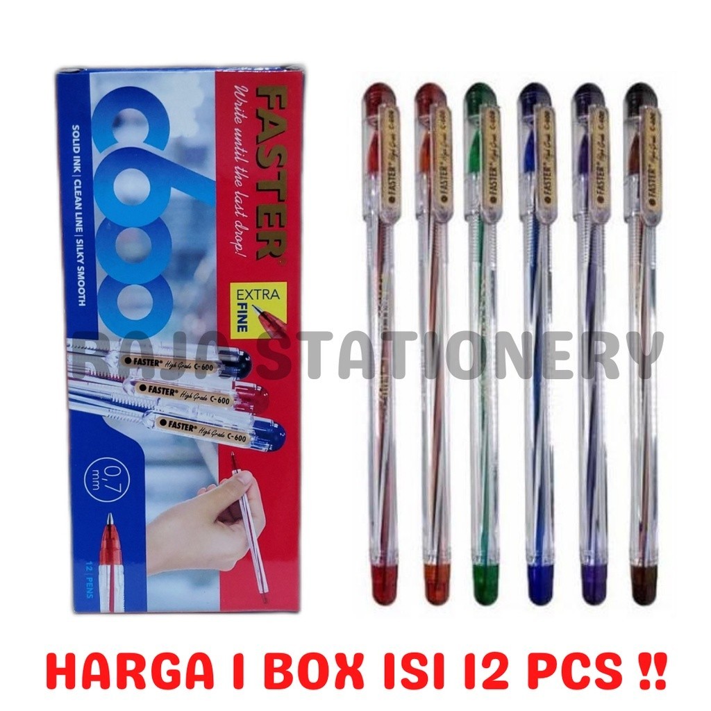 

PEN FASTER C600 BALL PEN FASTER 0.7 PULPEN PEN HITAM BIRU BLACK BLUE C-600 BOLPOIN LUSIN [12PCS] RAJA BIG BOX