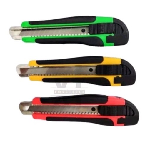 

New GROSIR 1BOX 12PCS CUTTER besar gagang karet auto lock / Pisau cutter KODAI