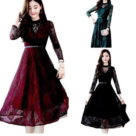 Sheera'S Choice Cynthia Dress Brokat Lengan Panjang/Dress Brukat Pesta