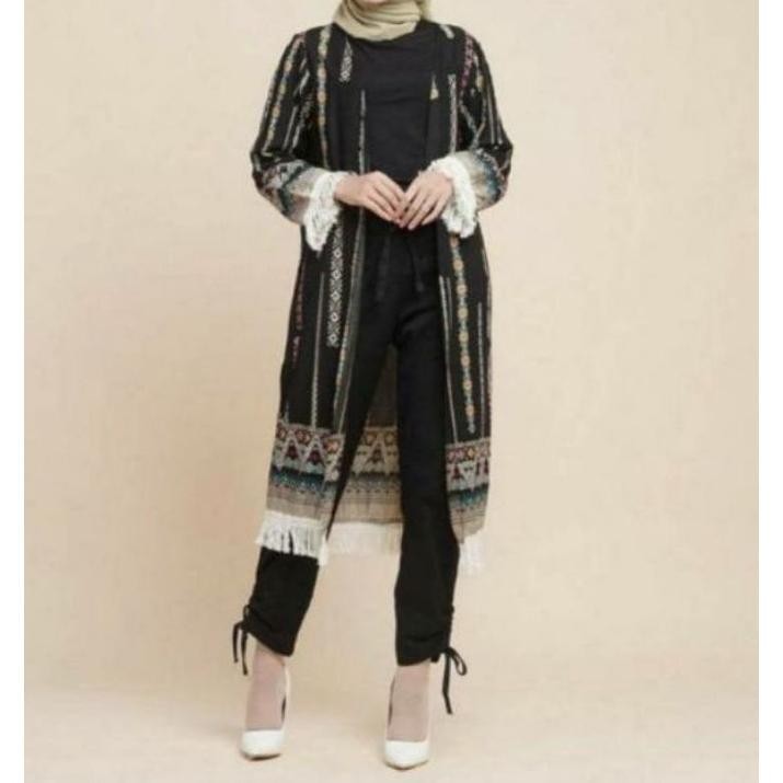 Outer Bohemian Cardigan Etnik Kekinian Long Outer Premium Long