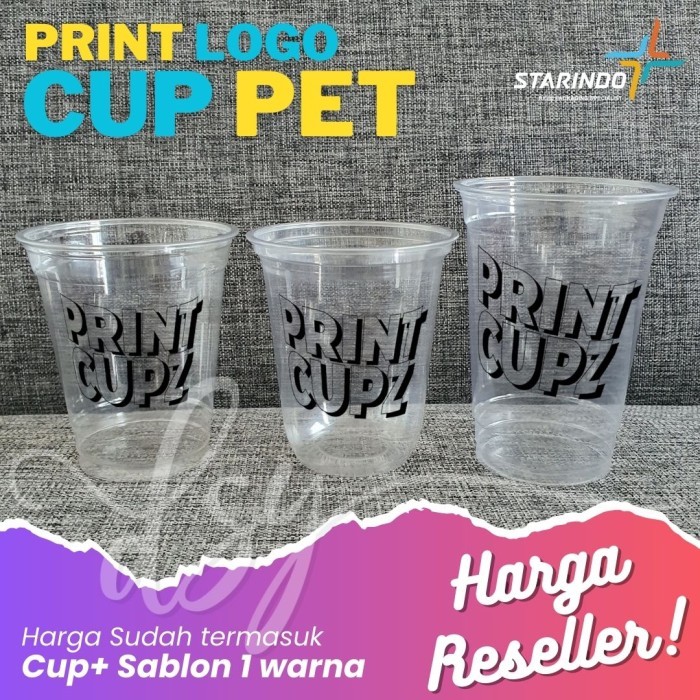 Sablon Cup Plastik PET Merk Starindo 12/14/16 OZ