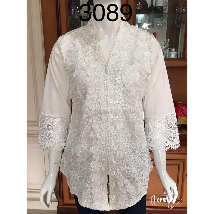 Yuu - Kebaya Putih Tulang Full Brukat Alexuez Kebaya Alexuez Encim 3089 Kebaya Bahan Katun Kebaya