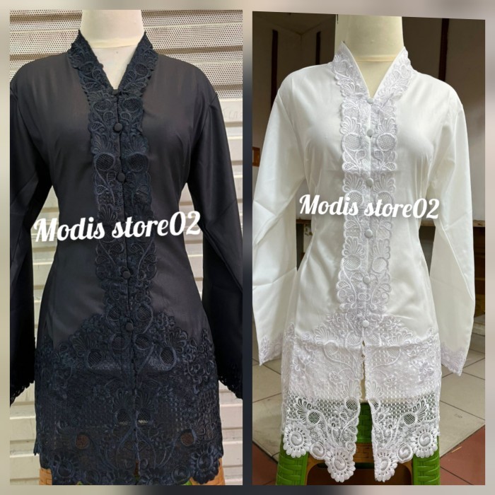 Atasan Kebaya Encim Khusus Hitam Putih Lengan Panjang