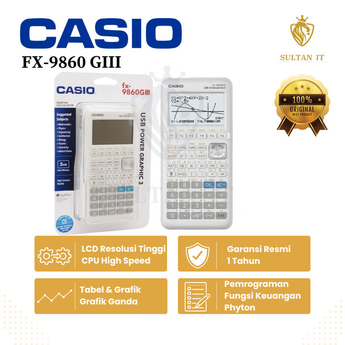

Kalkulator Graphic/Scientific Ilmiah New Casio Fx-9860 Giii Sd