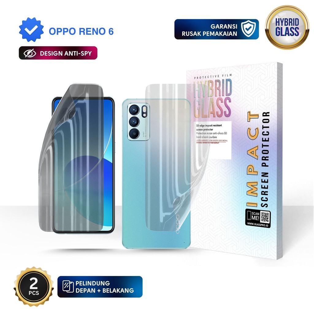 [ANTI-SPY] Hybrid Glass For OPPO RENO 6 - Full Cover Hydrogel Depan Belakang Anti Gores Premium Scre