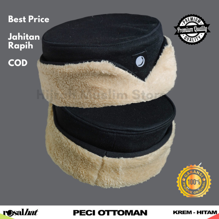 Peci Peci Turki Ertugrul Ottoman ROSAL - Peci Tradional Unik Turki Usmani Pria Dewasa - krem hitam o