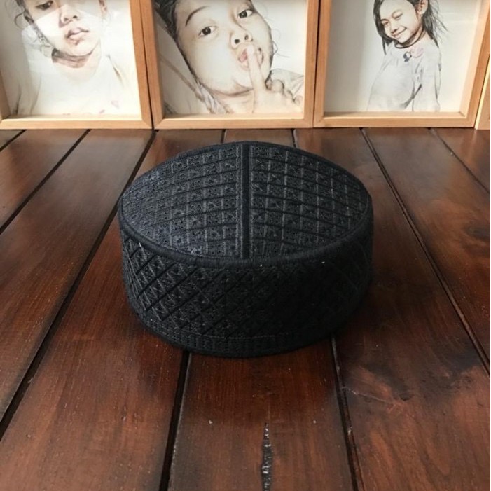 Peci Kopiah peci pakistan bordir warna hitam polos aneka motif harga murah - Hitam, 4/53cm modern po