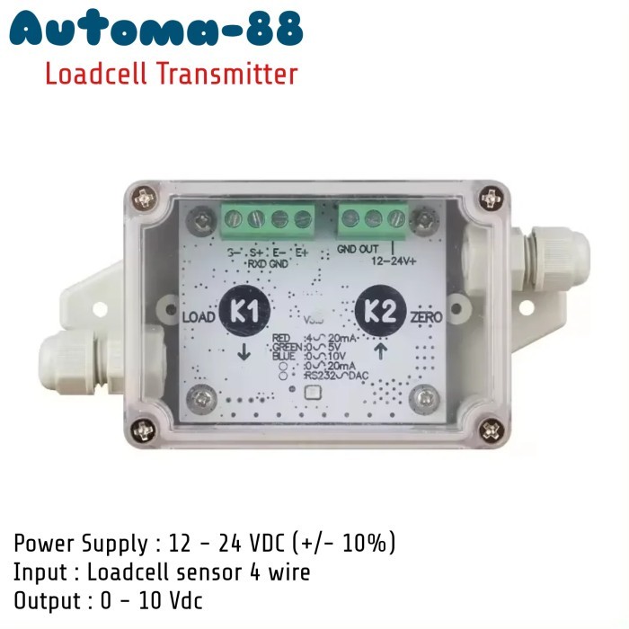 TERLARIS DC 24V Loadcell Transmitter Output 0-10V Load cell Sensor Amplifier Converter 0 - 10 V Vdc