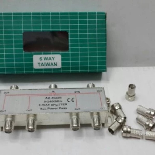 Spliter pembagi/penguat cabang antena TV 6 WAY spliter