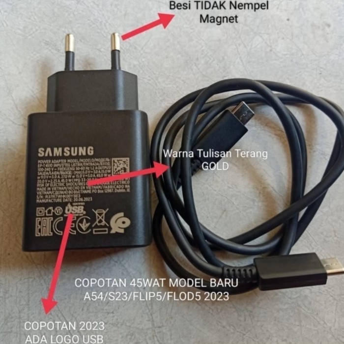 Hemat Charger Laptop Samsung Chromebook 2 4 Copotan Original 45Watt
