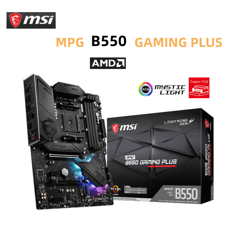 VIOL MSI MPG B550 GAMING PLUS Motherboard AM4 AMD B550 4XDDR4 3200 2XPCI-Ex16 M.2 Standard-ATX Mothe