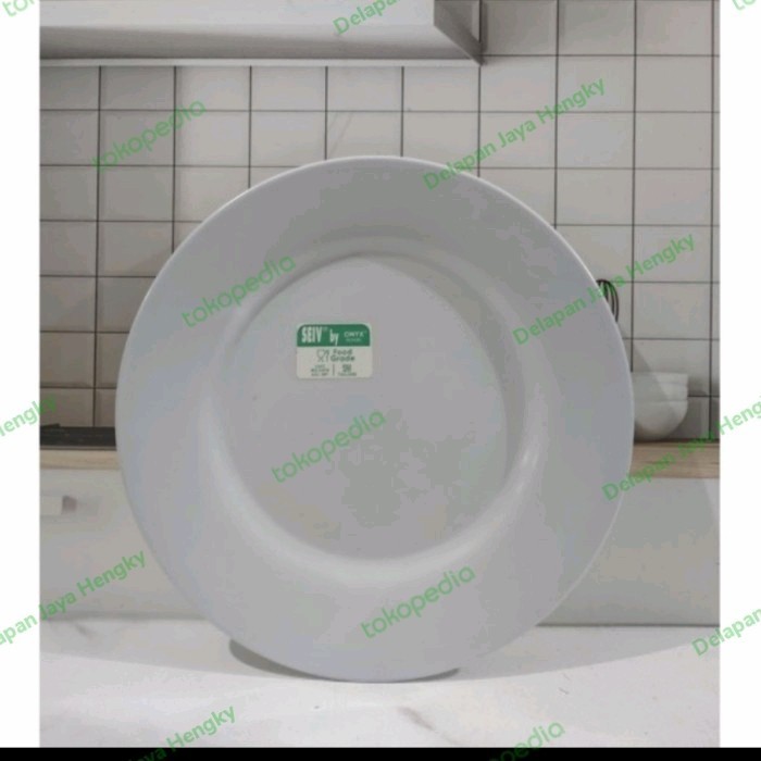 +++++] Piring Makan Melamin Hitam Putih Warna Ceper Jumbo Besar Onyx Seiv 10"