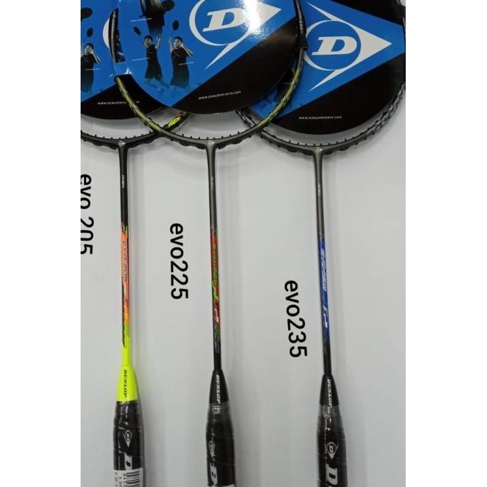 Raket Badminton NEW DUNLOP EVO 205/ EVO 225/ EVO 235 +SENAR + GRIP ORI Terlaris