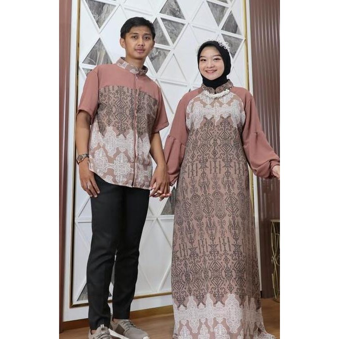 Set Couple Gamis dan Baju Koko Bahan Crinkle Premium Pasangan Muslim Terlaris