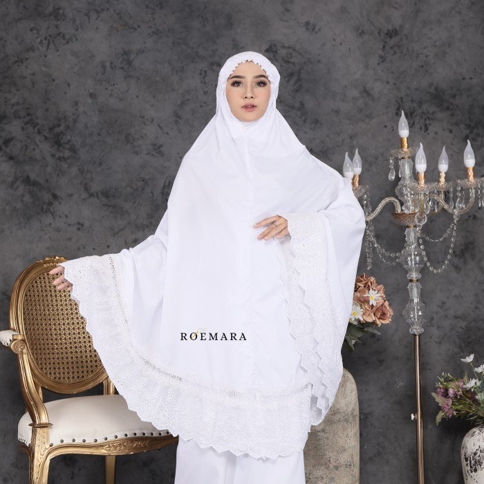 mukena dewasa putih polos renda bordir mukena aisyah mukena putih