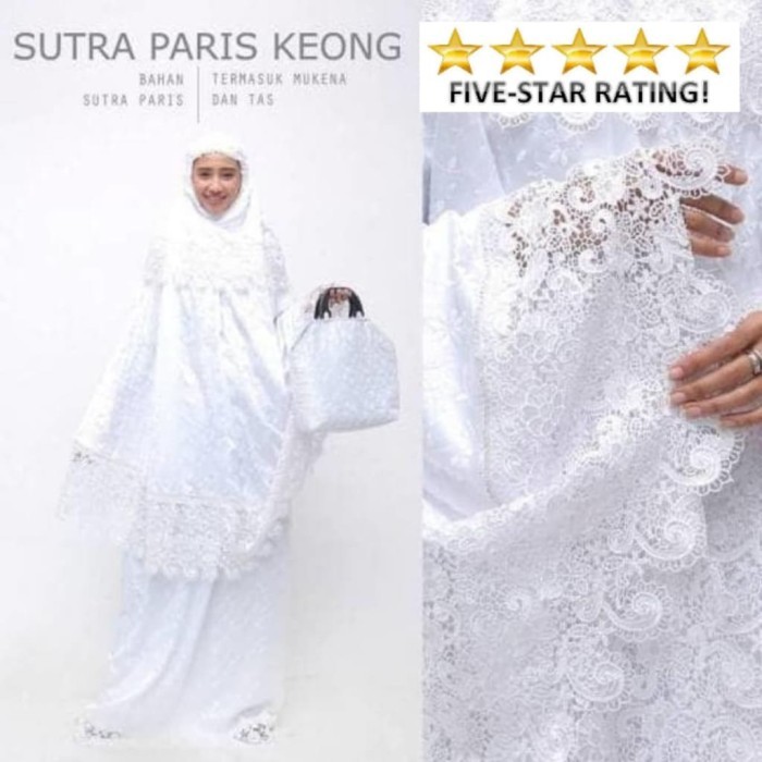 mukena putih katun paris swaroski