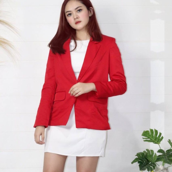 Jas Wanita Kantor Blazer Casual Azuma Merah