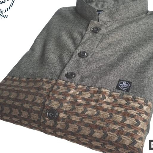 Kemeja Koko Jumbo Big Size Pria Laki Cowok Madina Olive Panah BAH 615 Terlaris