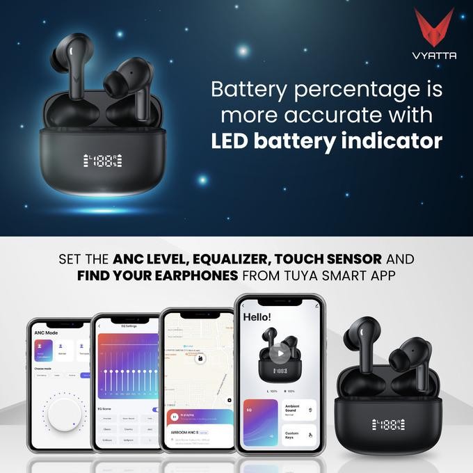 Murah Vyatta Airboom Anc S Tws Bluetooth Headset Earphone Custom Eq