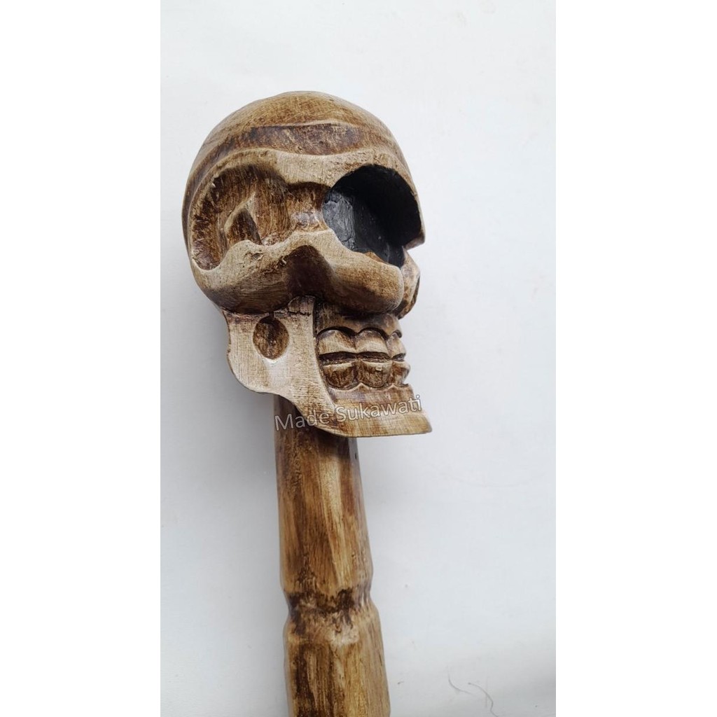 

Buruan serbu] Kerajinan tongkat kayu 110cm ukiran Tengkorak skull