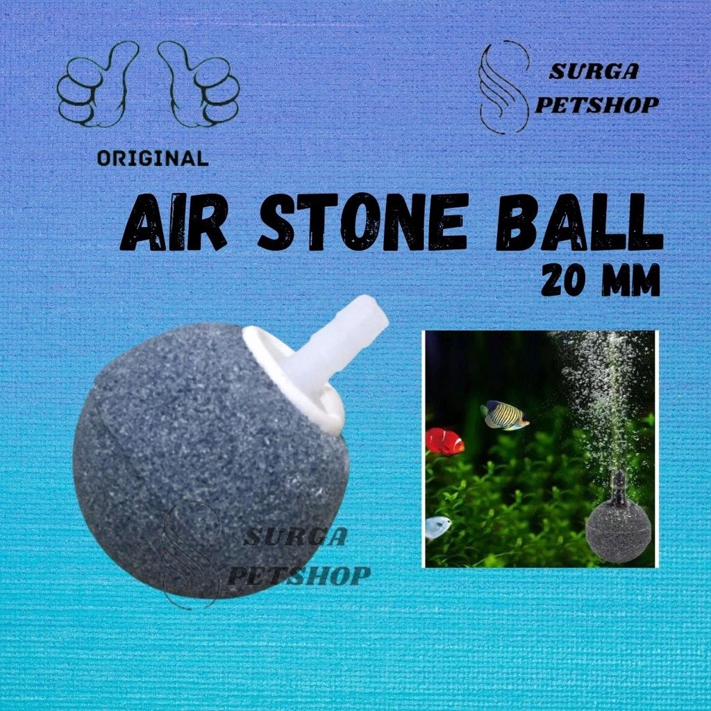 Air Stone Ball 20 mm 20mm Airstone Batu Aerator bola Bulat bakso Grey Abu Abu Aerasi Gelembung Udara