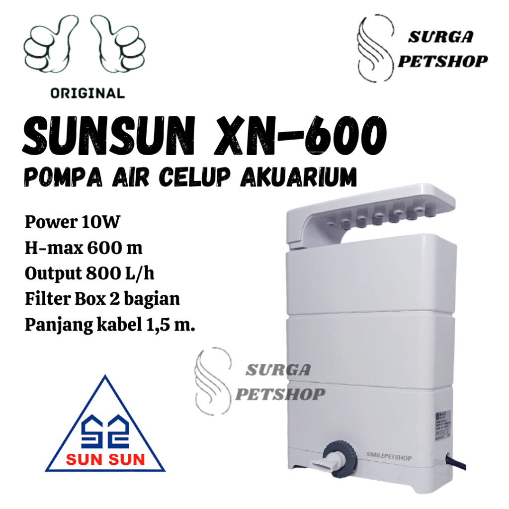 SUNSUN XN 600 Pompa Air Internal Filter Akuarium Kolam Ikan Turtle Kura Kura XN600 Penyaring Water P