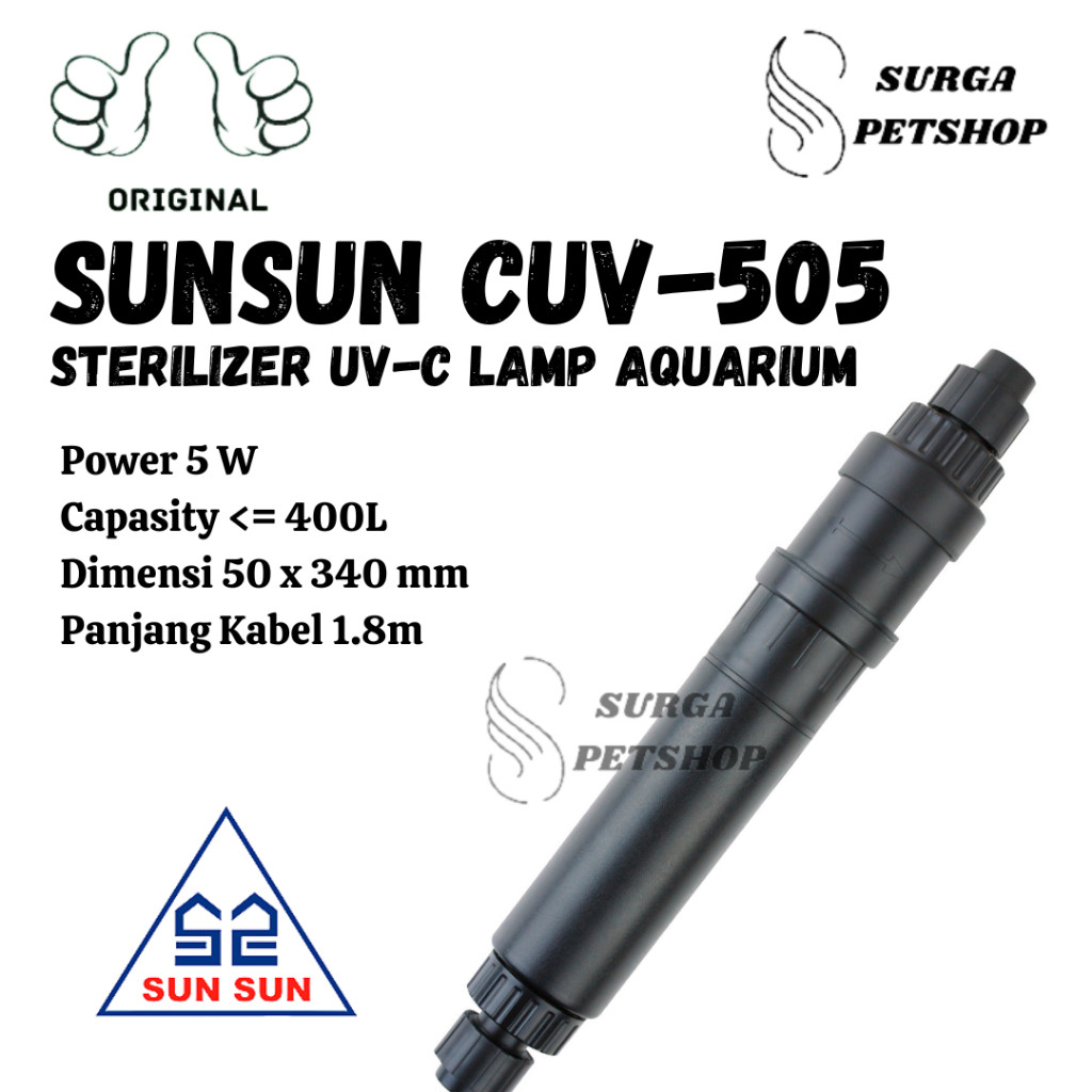 SUNSUN CUV 505 Lampu Akuarium Kolam Ikan UV-C Sterilizer Clarifiers CUV505 UVC UV C Lamp Aquarium Aq