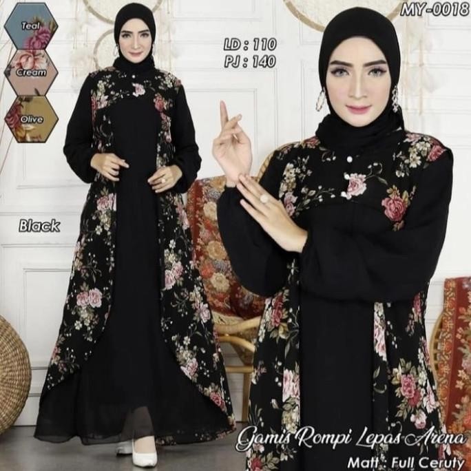 New Sale Gamis Rompi Lepas 2In1 Dan Outer Terpisah Maxi Dress Full Ceruty Original