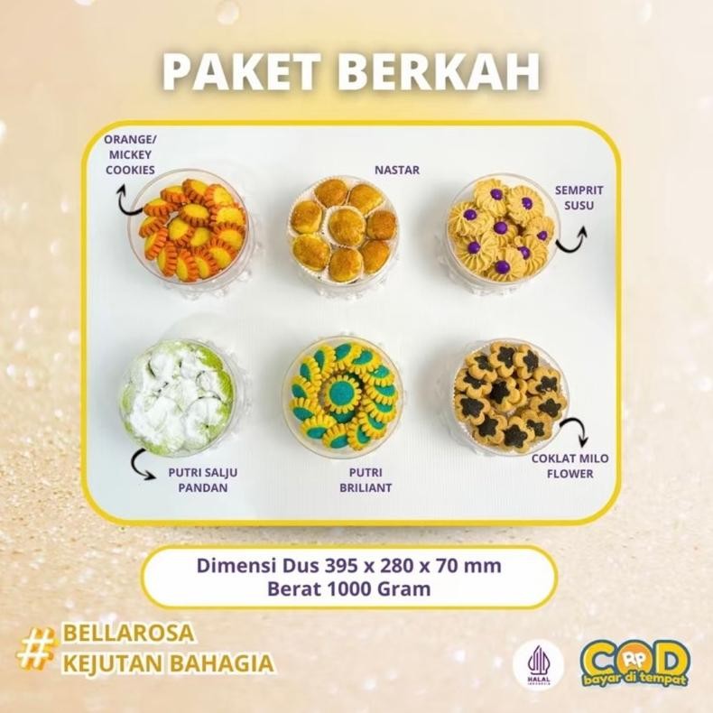 

(Cod) 6 Toples Kue Kering Bellarosa Paket Berkah // Hamper Murah Bellarosa // Hampers 6 Toples Kue Murah Diskon