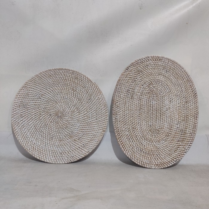 ~~~] Tatakan Piring Rotan Whitewash Placemat Rattan Alas Dekorasi Serbaguna