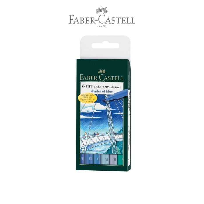 

FABER-CASTELL PITT ARTIST PEN BRUSH SHADES OF BLUE 6 WALLET