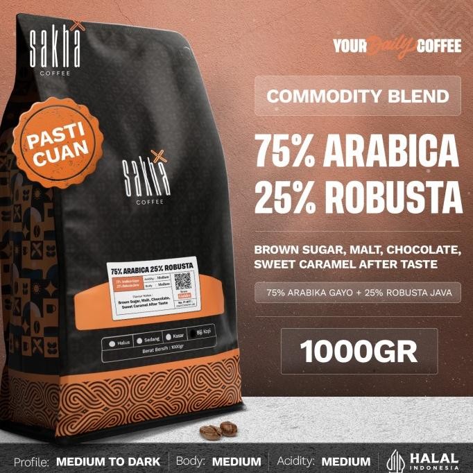 BIJI KOPI 75% ARABICA 1KG CREMA ESPRESSO BLEND BY SAKHA COFFEE ROASTERY