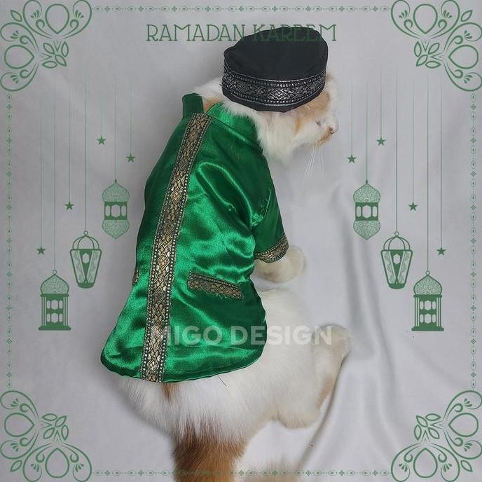 [Migo Design L 58] Couple Baju Ramadan Lebaran Dress Gamis Kemeja Koko Hijau Botol Kucing Anjing 3 /