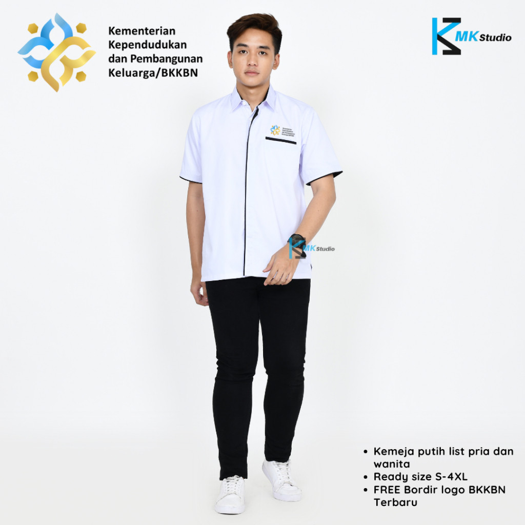 Disc Seragam Dinas Putih Bkkbn/Baju Kerja Kementerian Kependudukan Terbaru/Seragam Kerja Bkkbn Pria