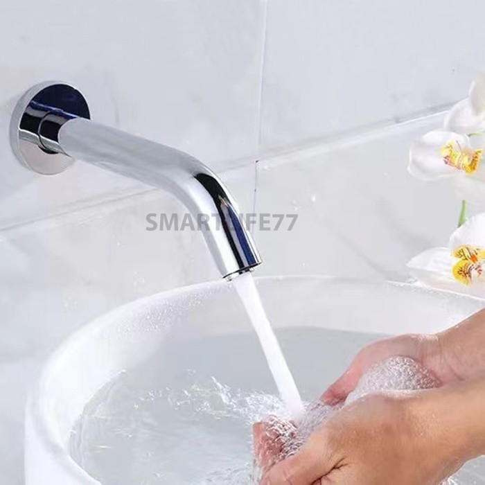 STOK TERBARU Kran Wastafel Kran Sensor Otomatis Keran Tembok Kran Wudhu 25 CM AC/DC