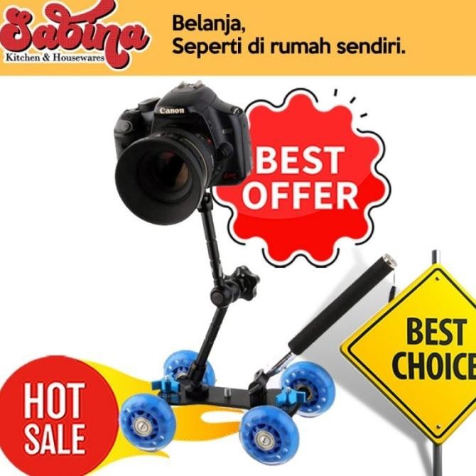 Slider Troli Mini Roda Kamera Dslr Arm Monopod Perlengkapan Studio New Stok
