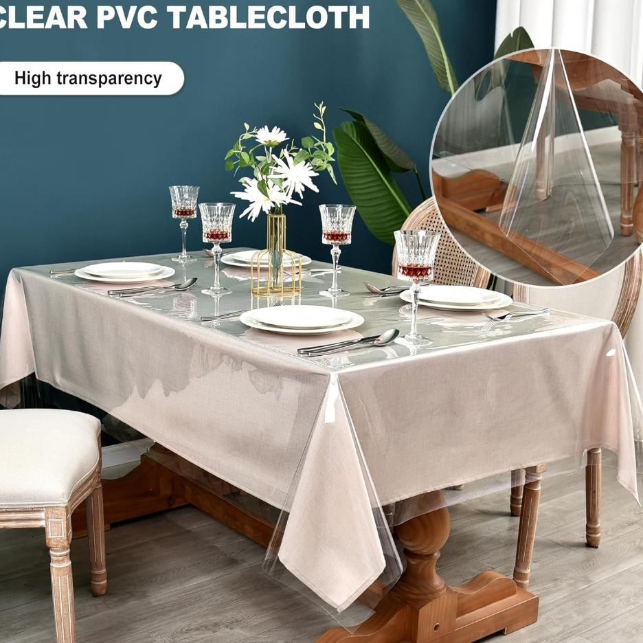 Tapla Meja Bening Tranparan Meteran Plati Pvc Tebal0.6Mm 1.2Mm Bia Untu Meja Maan Anti Air 4 Uri Rua