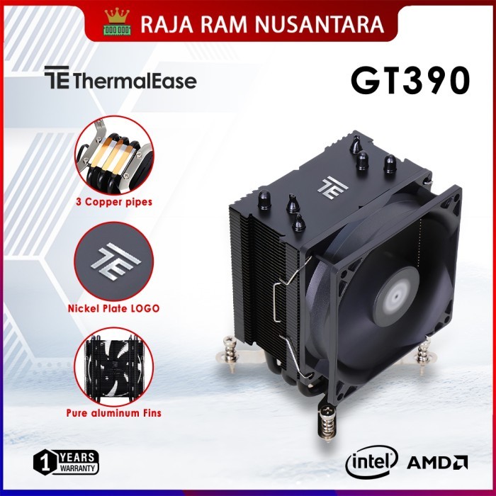 Thermalease Gt390 Cpu Air Cooler Fan Single Tower 3 Heatpipe Kyo Group Hsf Fan Air Cooling Black