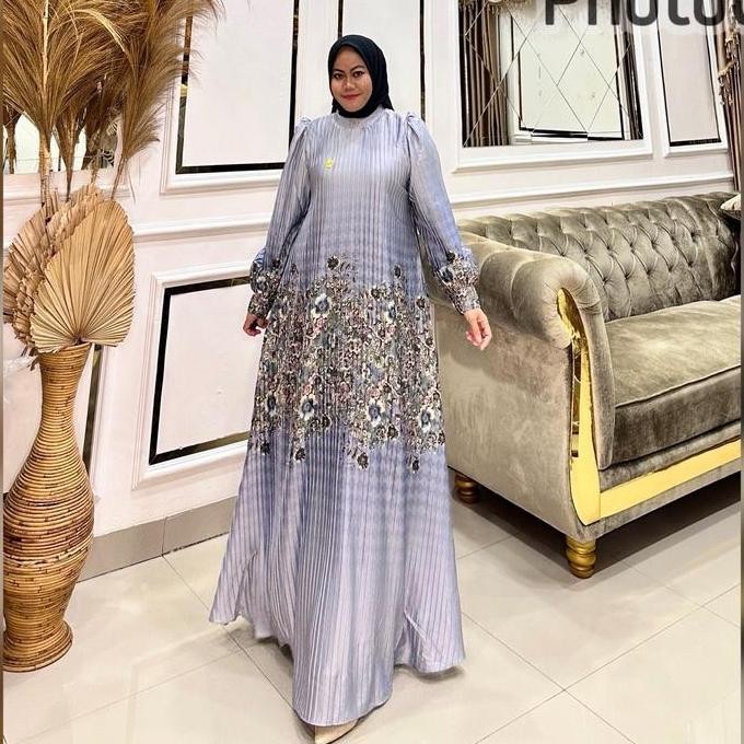 Best Sales Queenasyari - Soraya Dress Plisket Gamis Jumbo Mewah Untuk Kondangan Ukuran Ld 110 - 140C