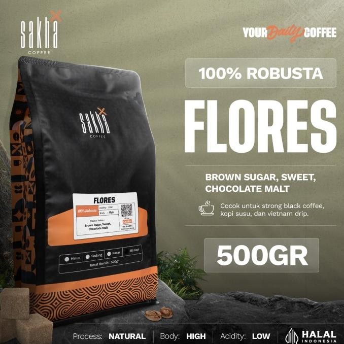 

BIJI KOPI BUBUK ROBUSTA FLORES COFFEE ROAST BEANS SAKHA ROASTERY 500GR