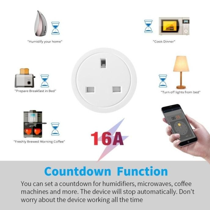 Tuya Smart Plug Wifi | Tuya Wifi Smart Home | Steker AC Kaki 3 Monitor