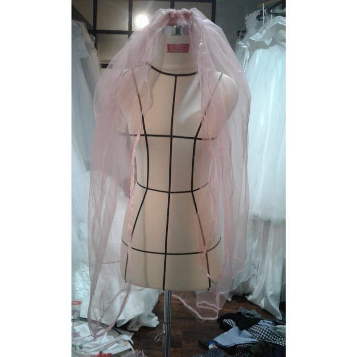 Veil Pengantin List Pita Dusty Pink
