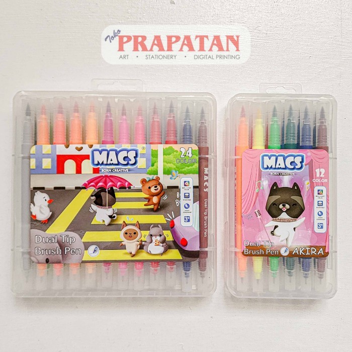 

MACS DUAL TIP BRUSH PEN MARKER SET SPIDOL WARNA