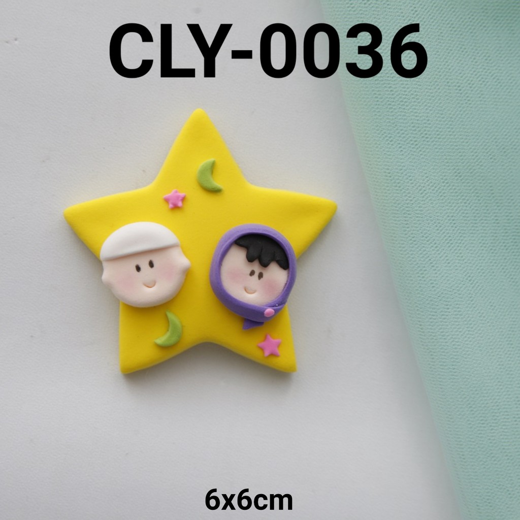 CLY-0036 Cake topper hiasan kue clay lebaran idul fitri bintang (Clay)
