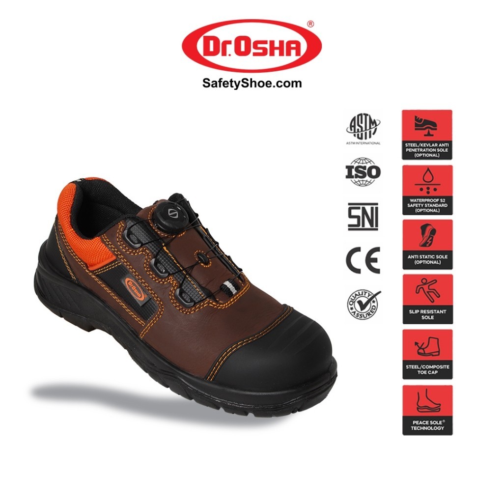 Dr OSHA Viper 3169 S2 Composite Waterproof Safety Shoes with Quick Lace System - Brown