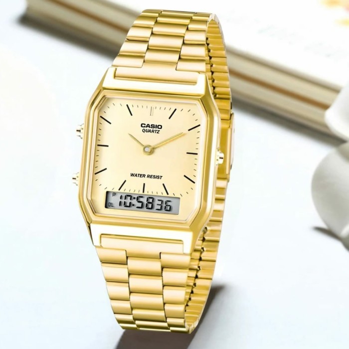 Jam Tangan Wanita Casio 2 Waktu Digital Dan Analog Super Elegan