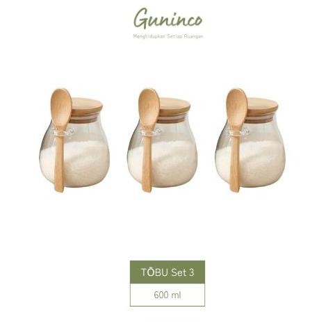 Diskon Paket Toples Bumbu Kaca Tutup Kayu Dan Silicone Tobu Guninco - Toples Bumbu Dapur 1 Set Aesth