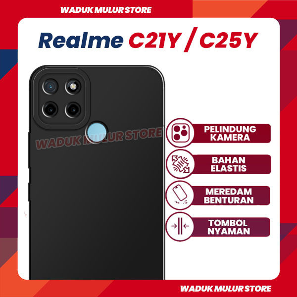 [WMS] CASE HITAM REALME C21Y / C25Y Softcase Pelindung Kamera Warna Blackmatte Blackmate Black Matte
